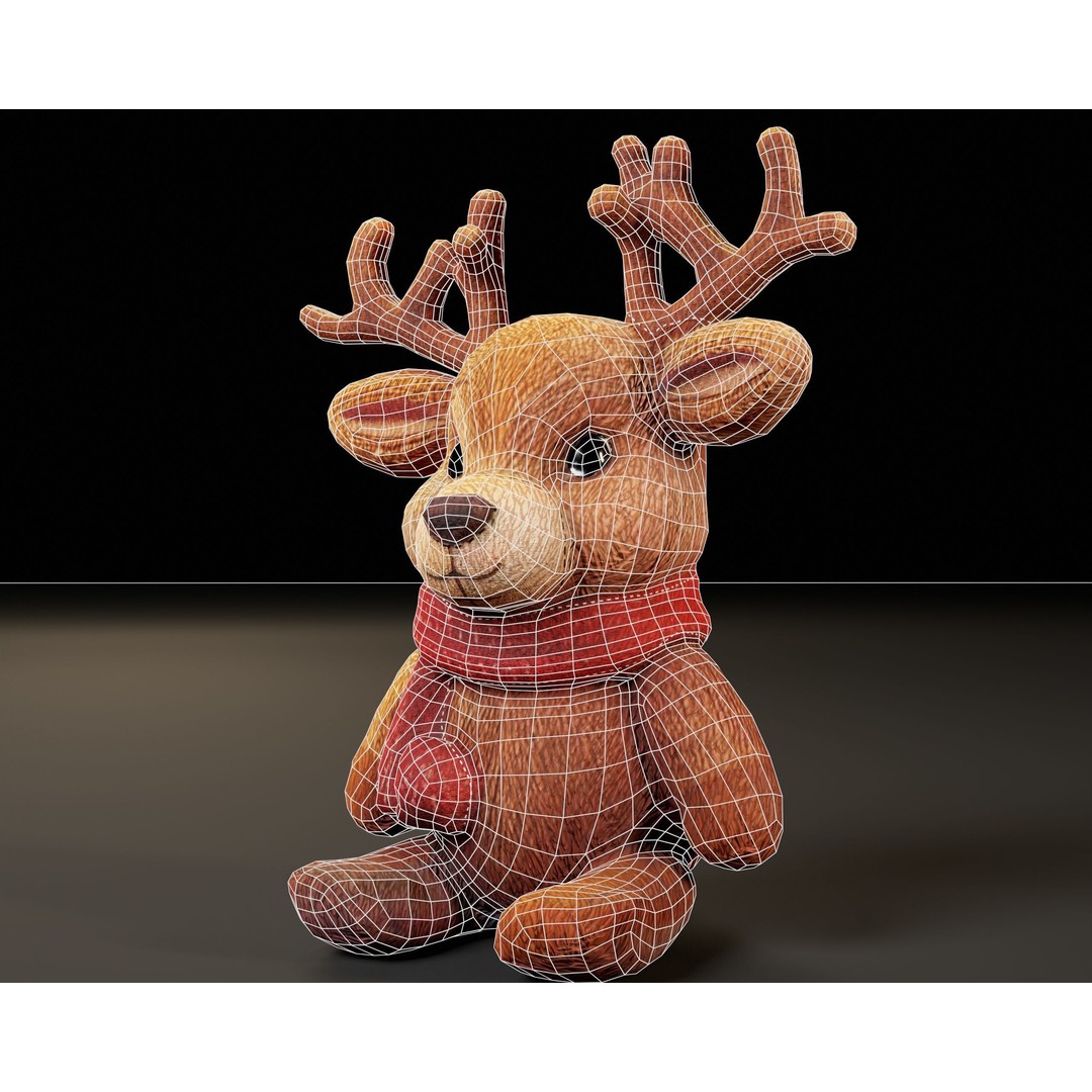 Christmas Reindeer Stuffed Toy 3D Model – Low Poly PBR Asset, FBX, OBJ - View 8