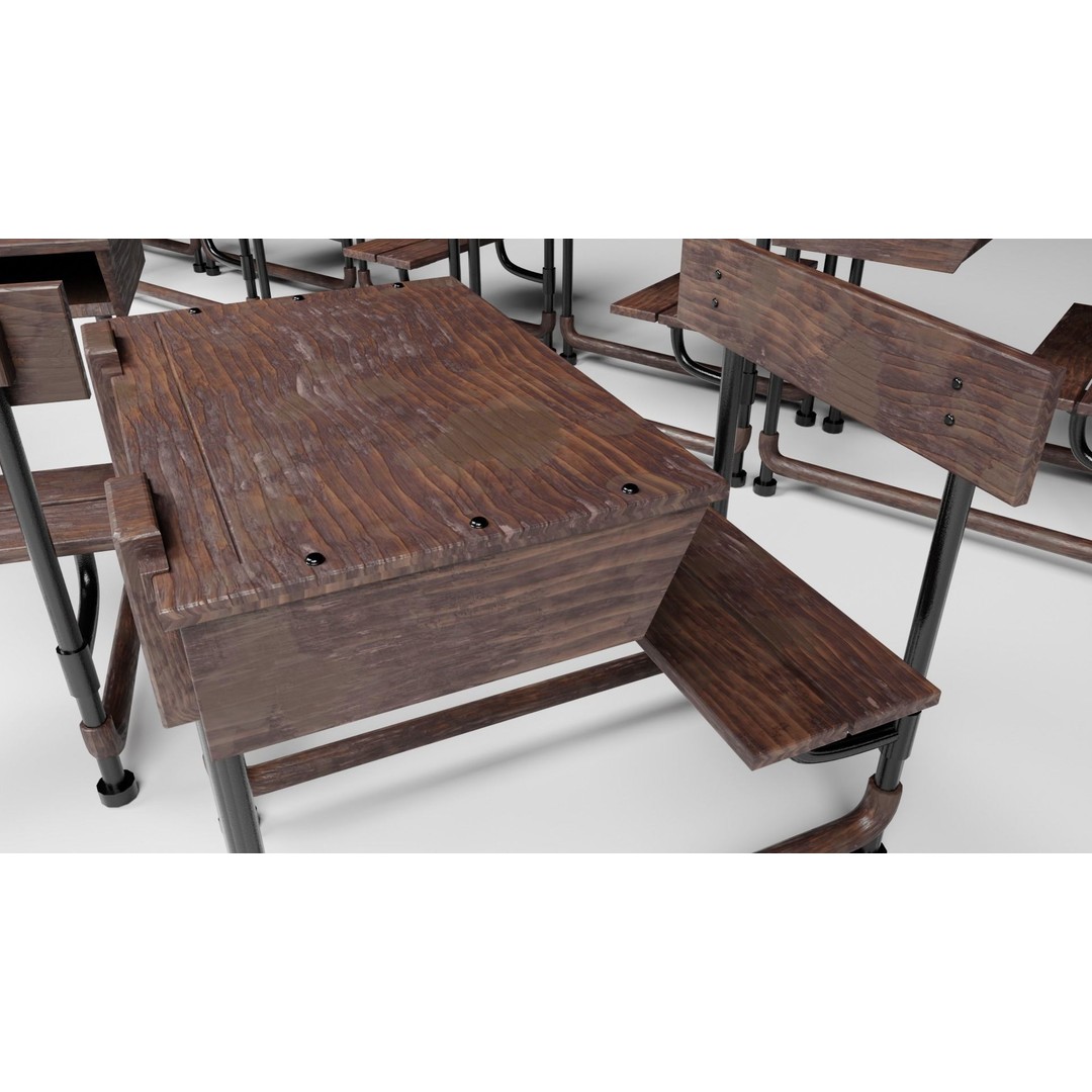 Classroom Desk 3D Model – Photorealistic Low Poly Game Asset, FBX - View 5
