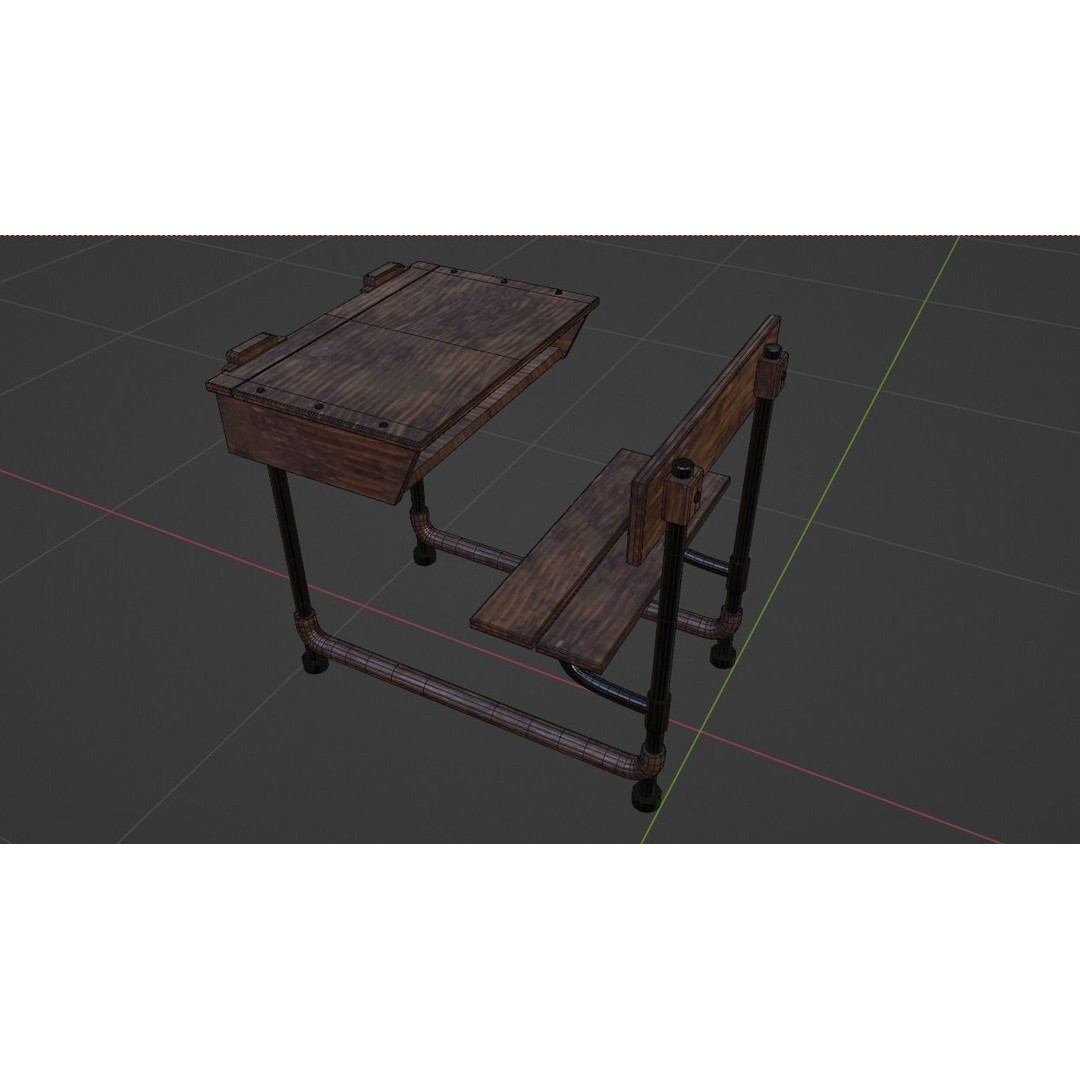 Classroom Desk 3D Model – Photorealistic Low Poly Game Asset, FBX - View 6