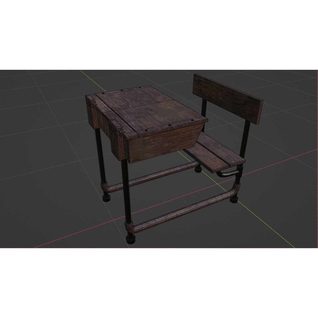 Classroom Desk 3D Model – Photorealistic Low Poly Game Asset, FBX - View 7