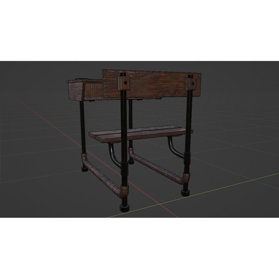 Classroom Desk 3D Model – Photorealistic Low Poly Game Asset, FBX - View 8