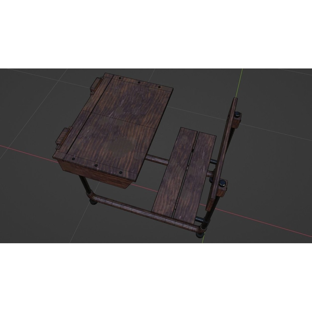 Classroom Desk 3D Model – Photorealistic Low Poly Game Asset, FBX - View 9