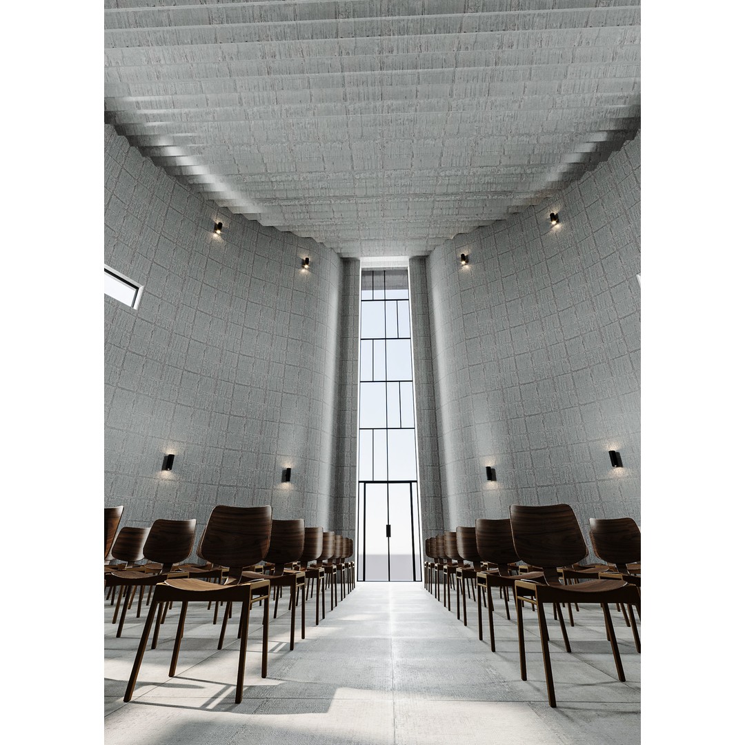 Modern Church 3D Model – Low Poly Architectural Asset with PBR Textures - View 12
