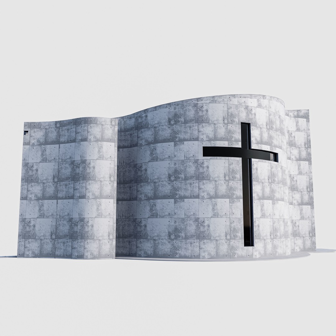 Modern Church 3D Model – Low Poly Architectural Asset with PBR Textures - View 15