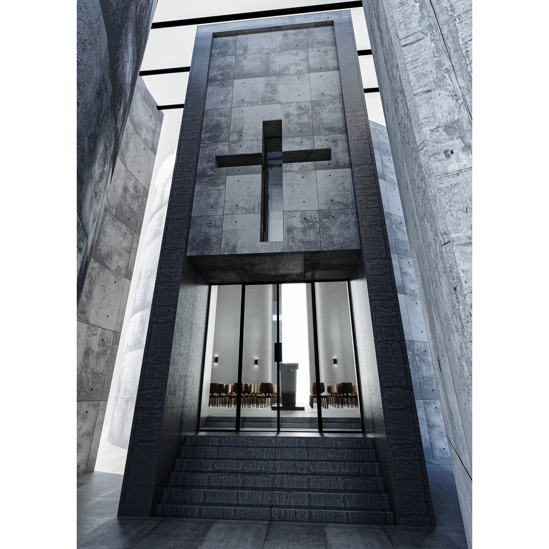 Modern Church 3D Model – Low Poly Architectural Asset with PBR Textures - View 17