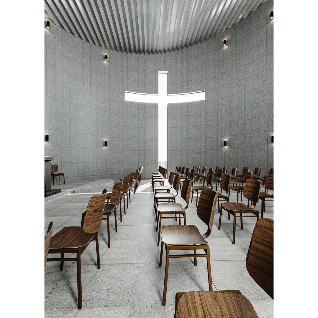 Modern Church 3D Model – Low Poly Architectural Asset with PBR Textures - View 18