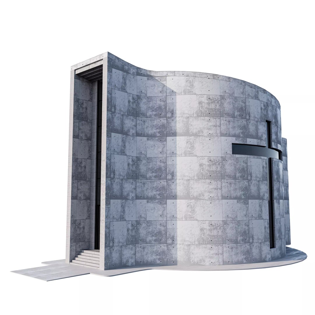 Modern Church 3D Model – Low Poly Architectural Asset with PBR Textures - View 2
