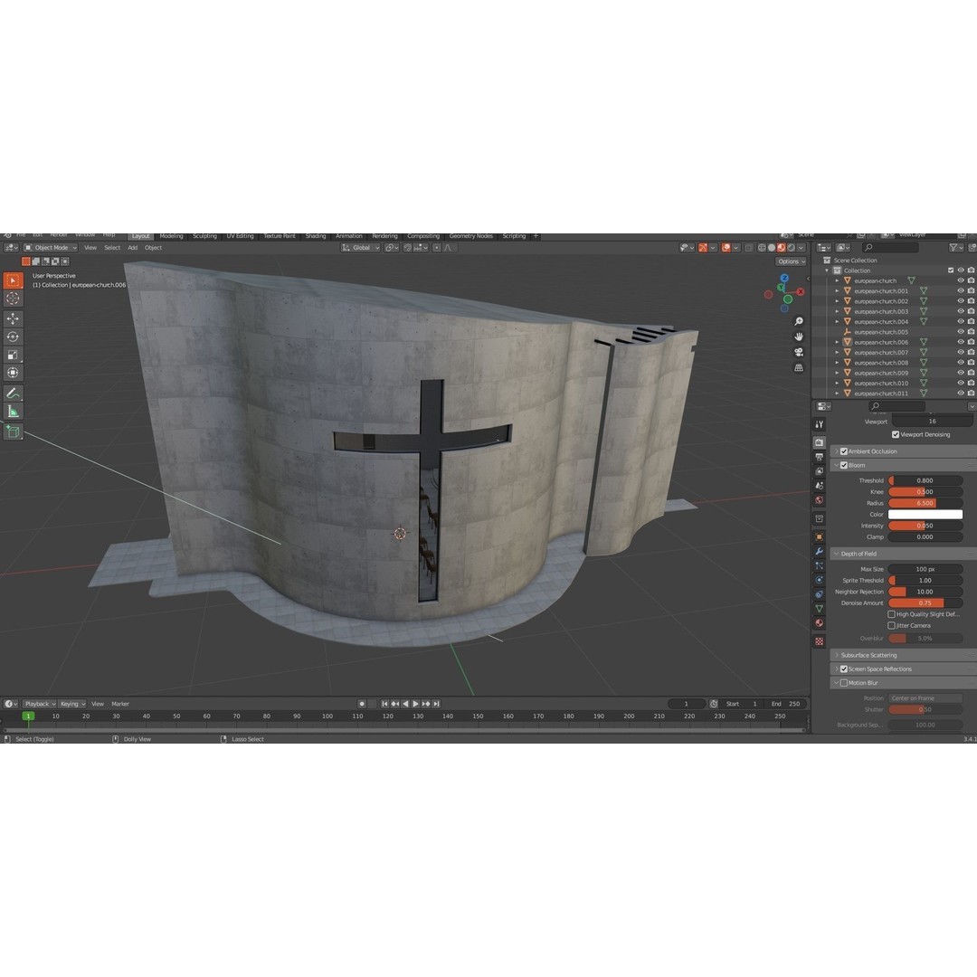 Modern Church 3D Model – Low Poly Architectural Asset with PBR Textures - View 21