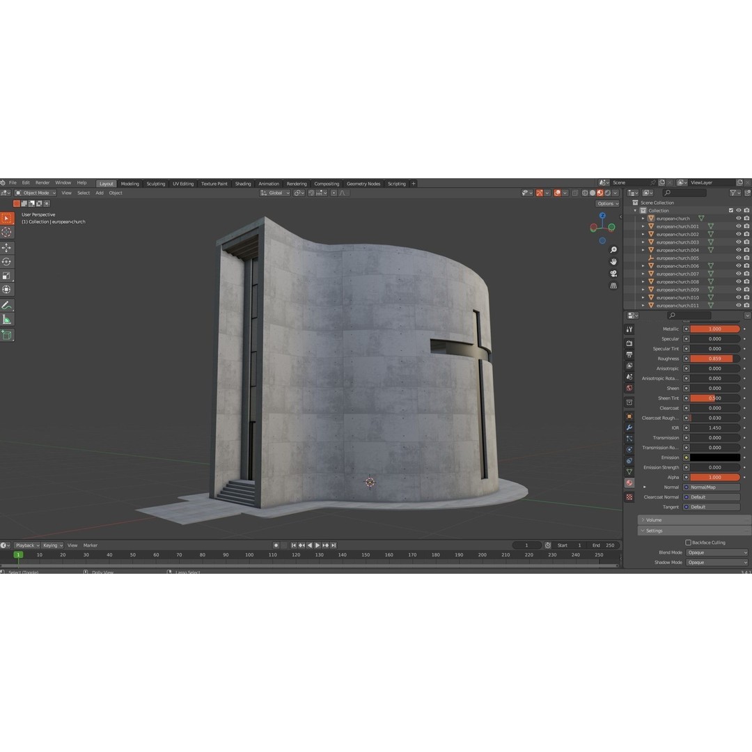 Modern Church 3D Model – Low Poly Architectural Asset with PBR Textures - View 22