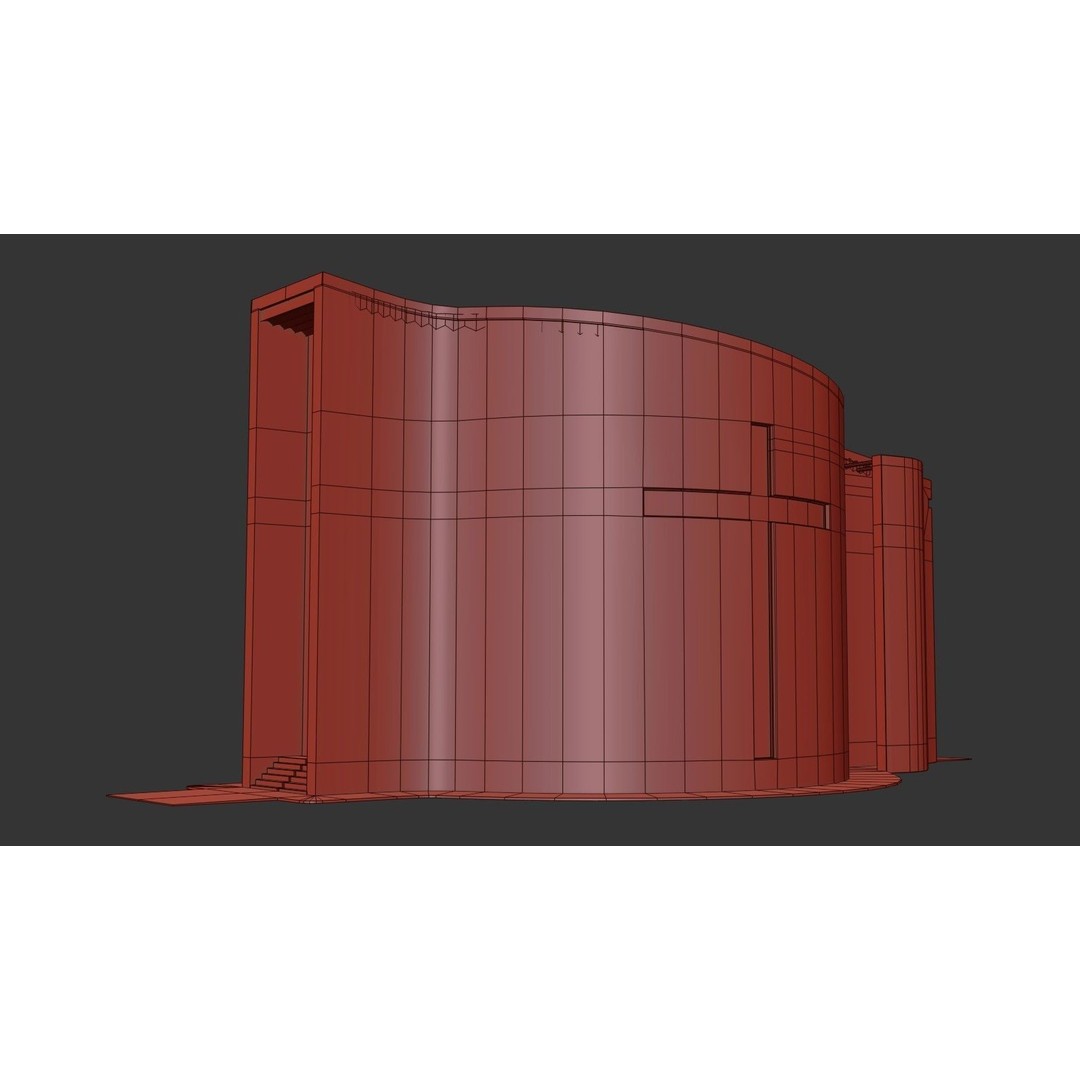 Modern Church 3D Model – Low Poly Architectural Asset with PBR Textures - View 24
