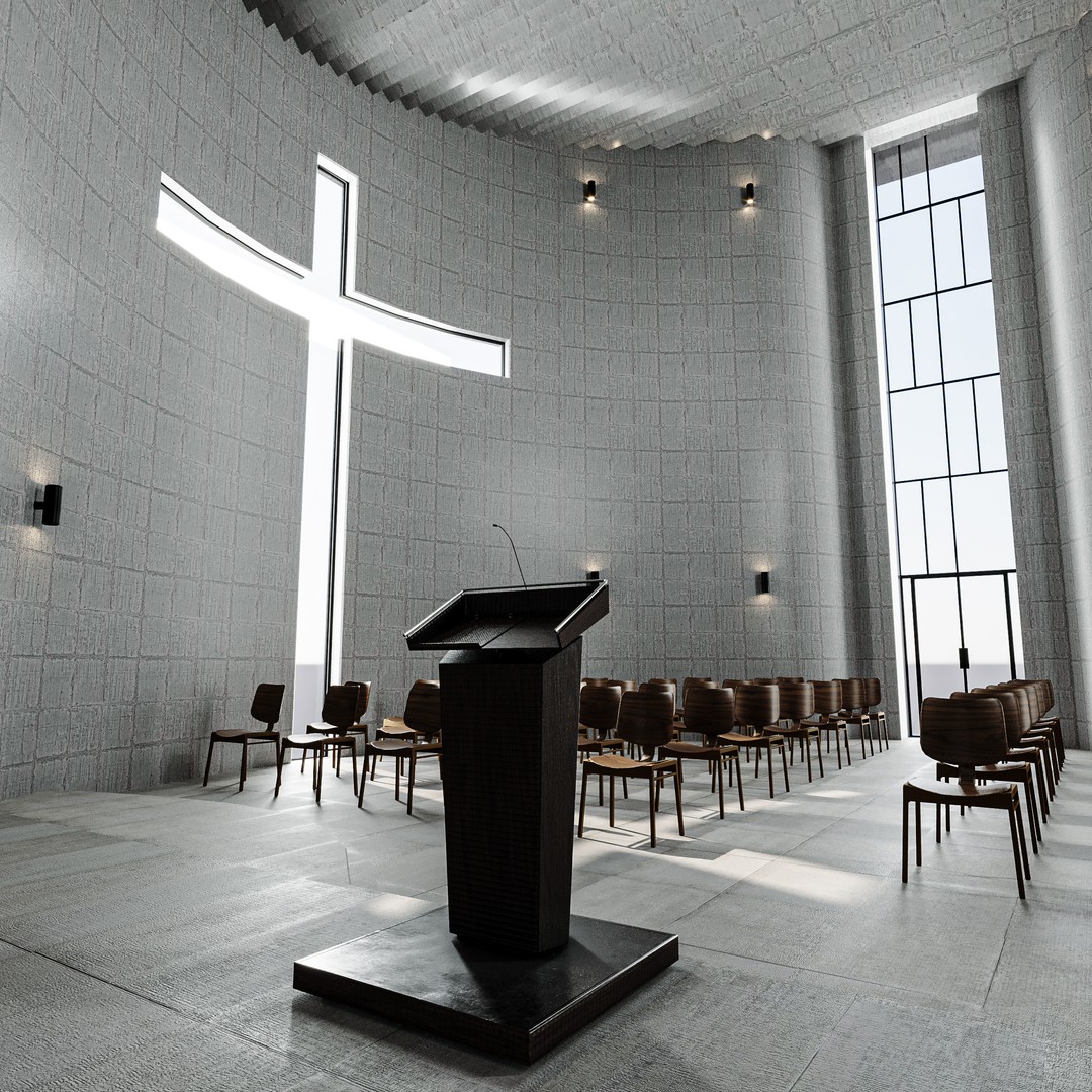 Modern Church 3D Model – Low Poly Architectural Asset with PBR Textures - View 3