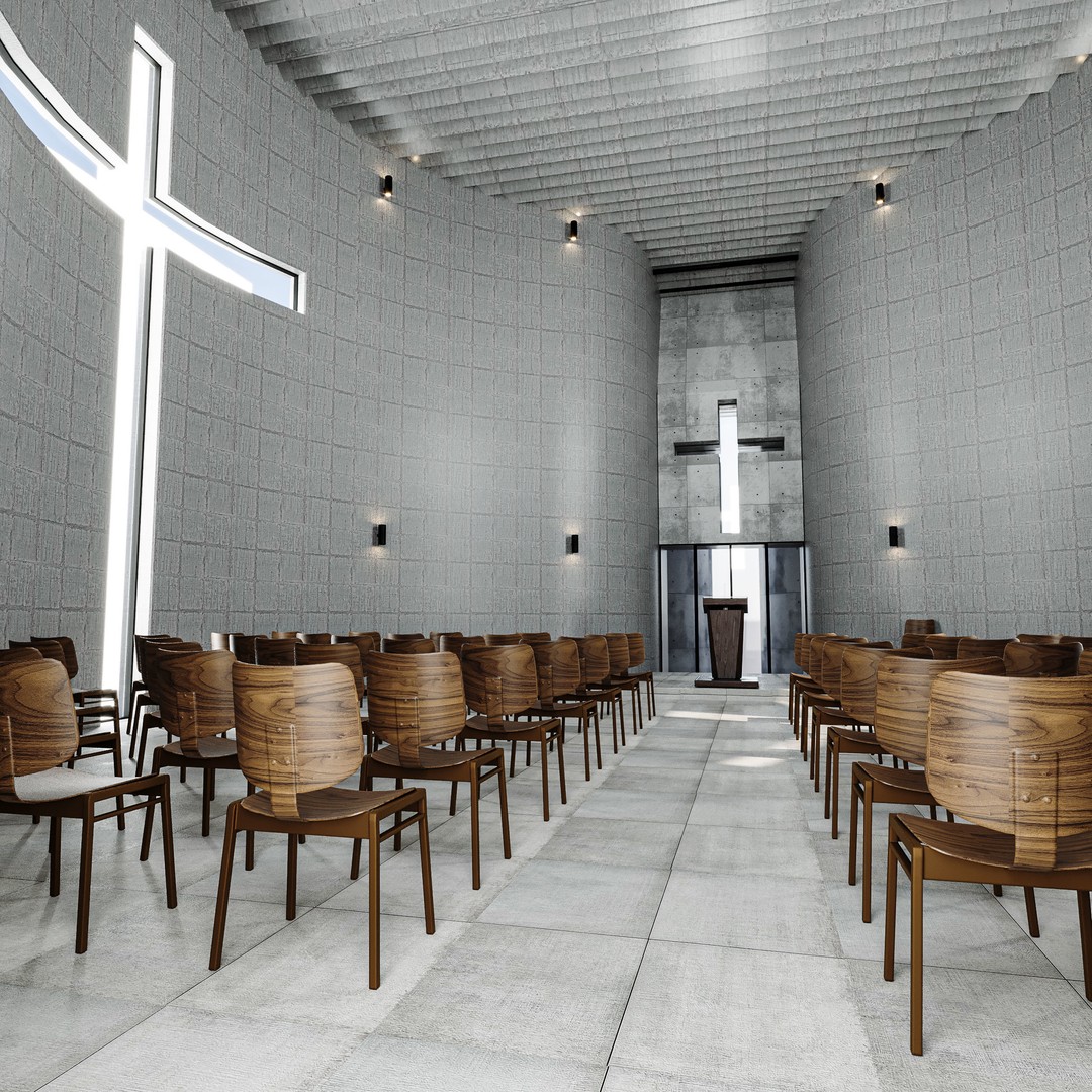 Modern Church 3D Model – Low Poly Architectural Asset with PBR Textures - View 5