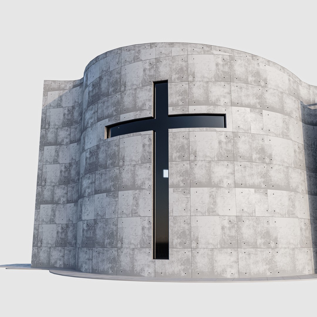 Modern Church 3D Model – Low Poly Architectural Asset with PBR Textures - View 7