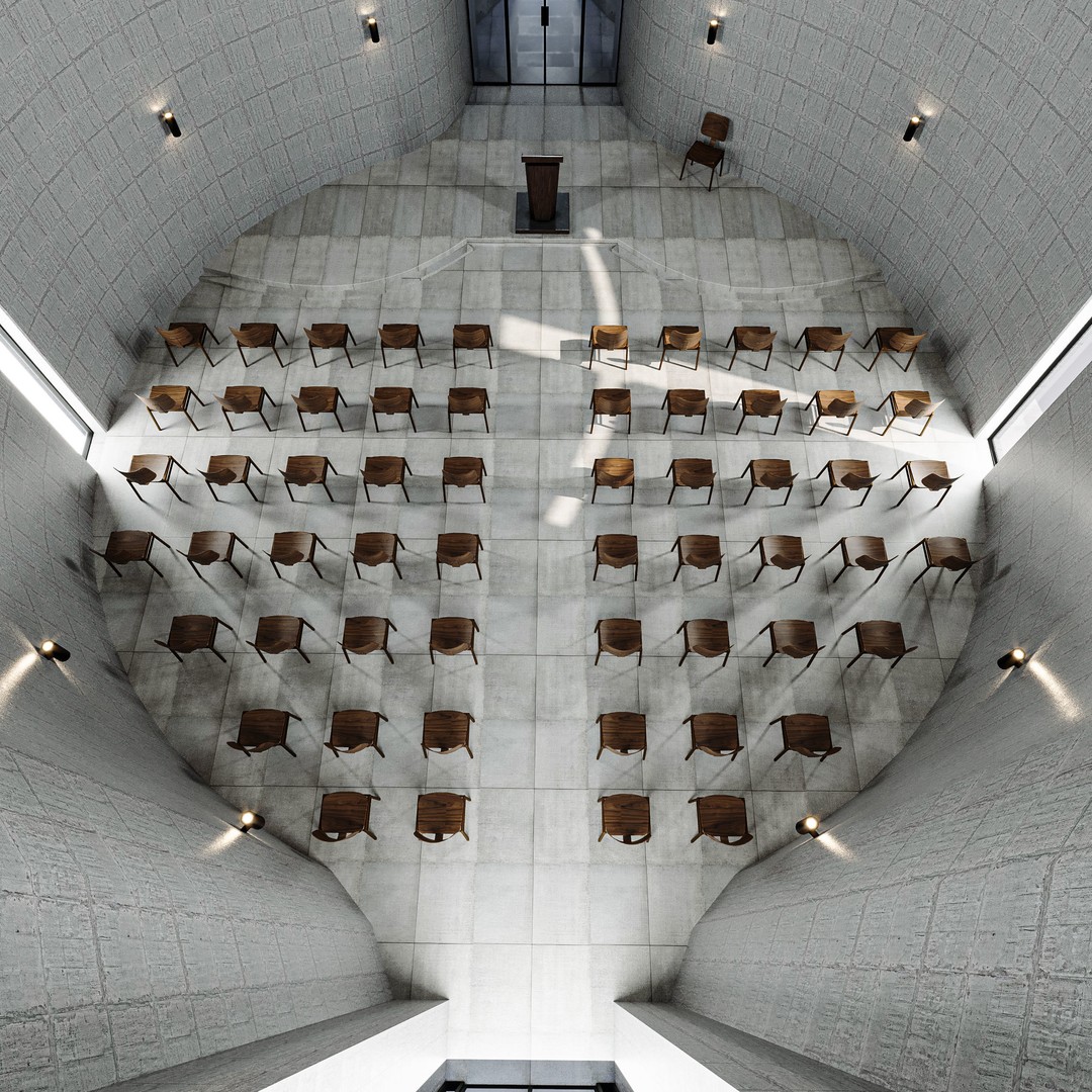 Modern Church 3D Model – Low Poly Architectural Asset with PBR Textures - View 8