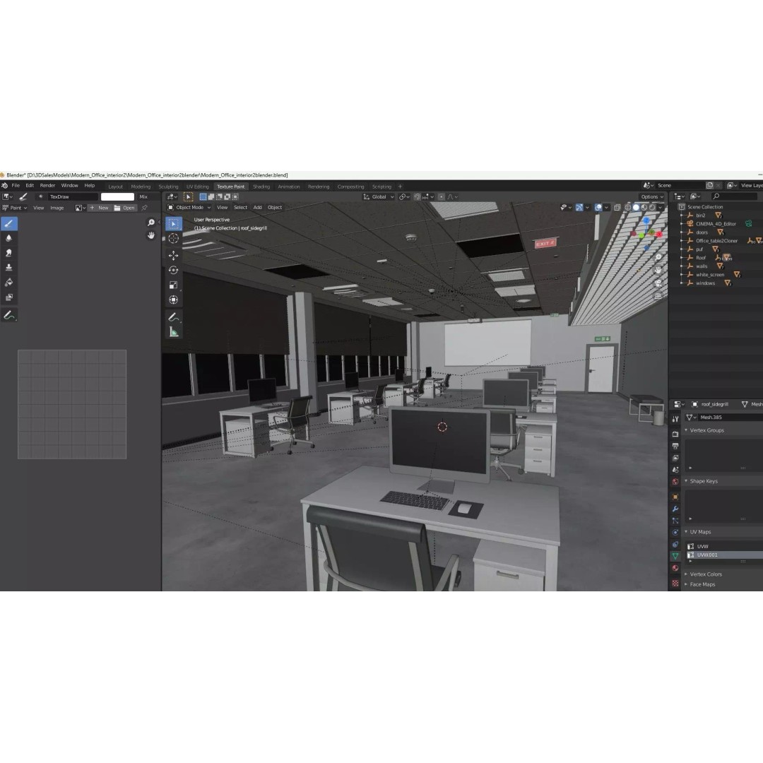 Modern Office Interior 3D Model – Modular Design, Blender & FBX Formats