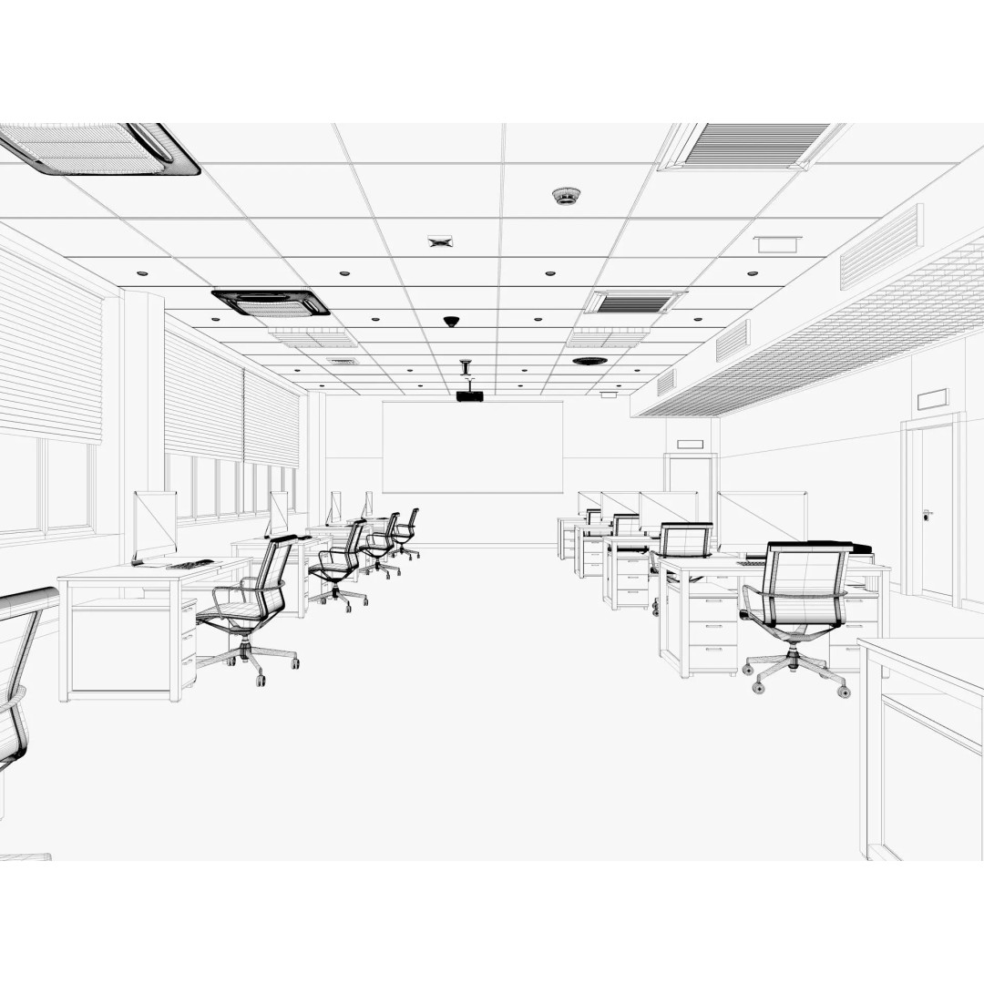 Modern Office Interior 3D Model – Modular Design, Blender & FBX Formats - View 11