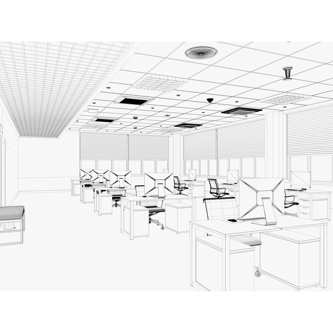 Modern Office Interior 3D Model – Modular Design, Blender & FBX Formats - View 13