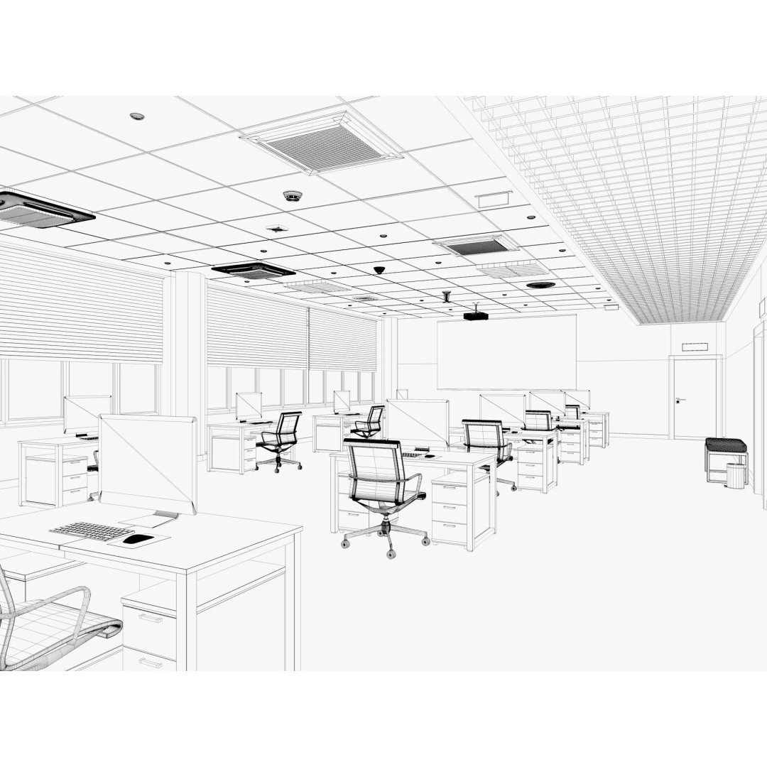 Modern Office Interior 3D Model – Modular Design, Blender & FBX Formats - View 9