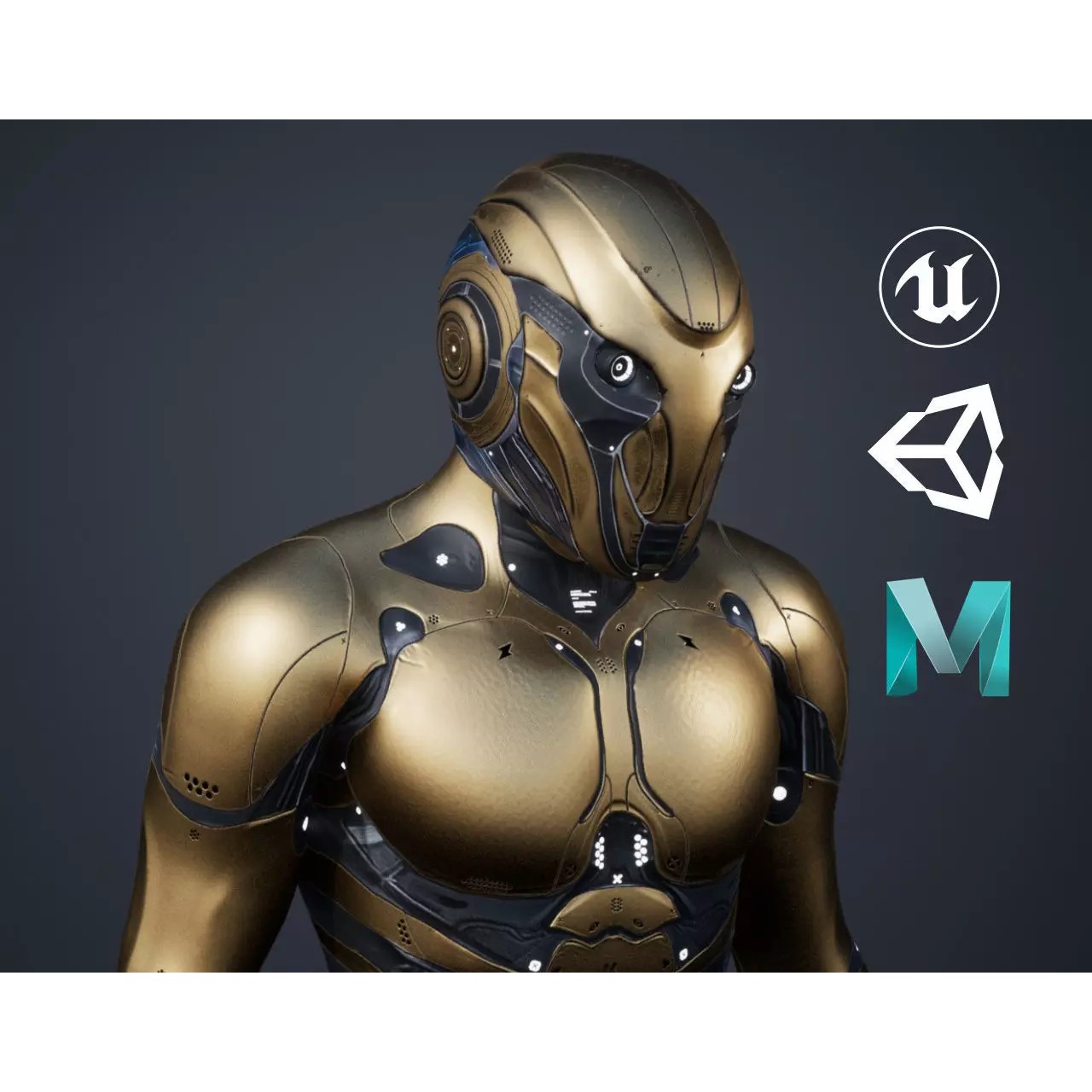 Robot Male 1 - Low-Poly Game-Ready 3D Model - View 2