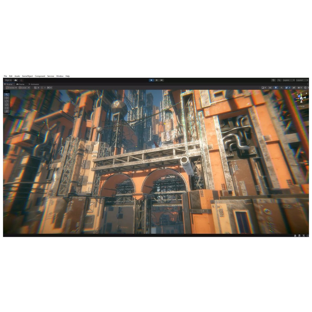 Tall City 3D Model – Sci-fi Low-Poly Modular City Asset, FBX - View 3