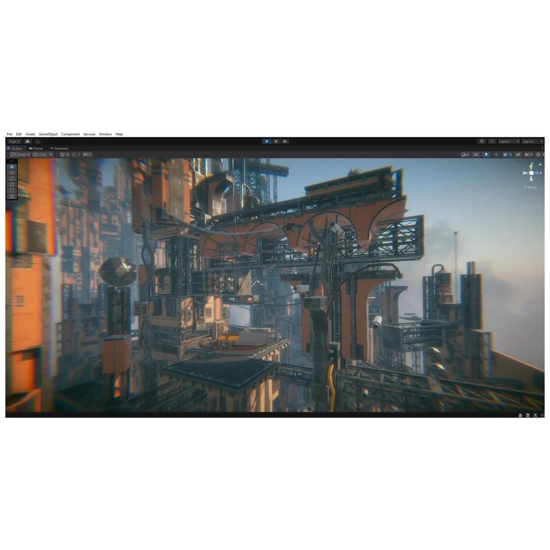 Tall City 3D Model – Sci-fi Low-Poly Modular City Asset, FBX - View 6