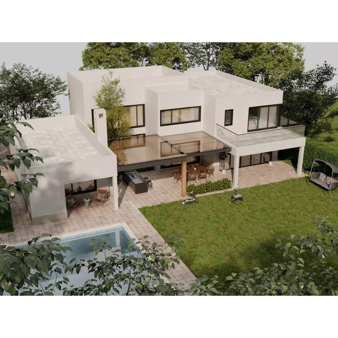 Modern Villa 3D Model – Low Poly Luxury Architecture with Pool - View 11