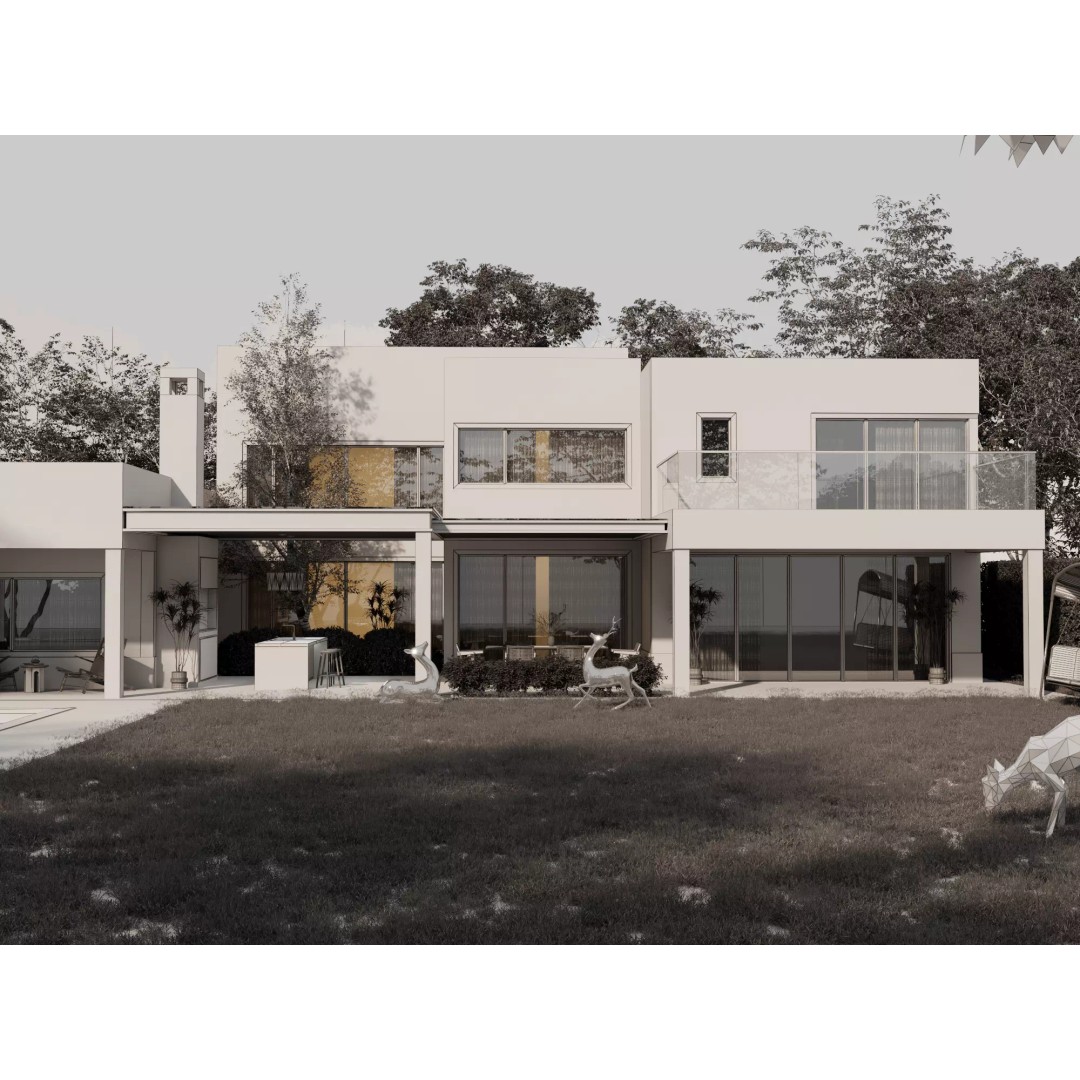 Modern Villa 3D Model – Low Poly Luxury Architecture with Pool - View 13
