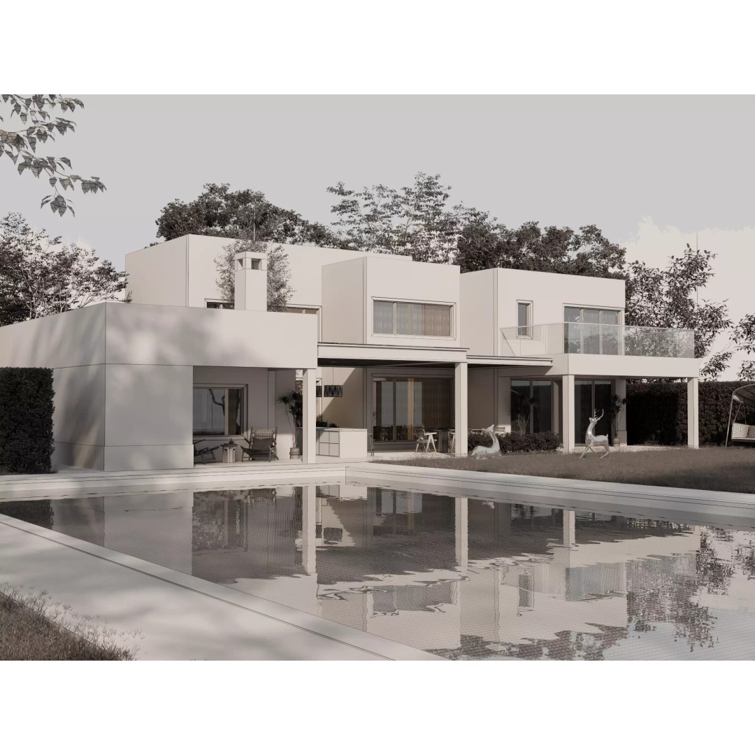 Modern Villa 3D Model – Low Poly Luxury Architecture with Pool - View 14