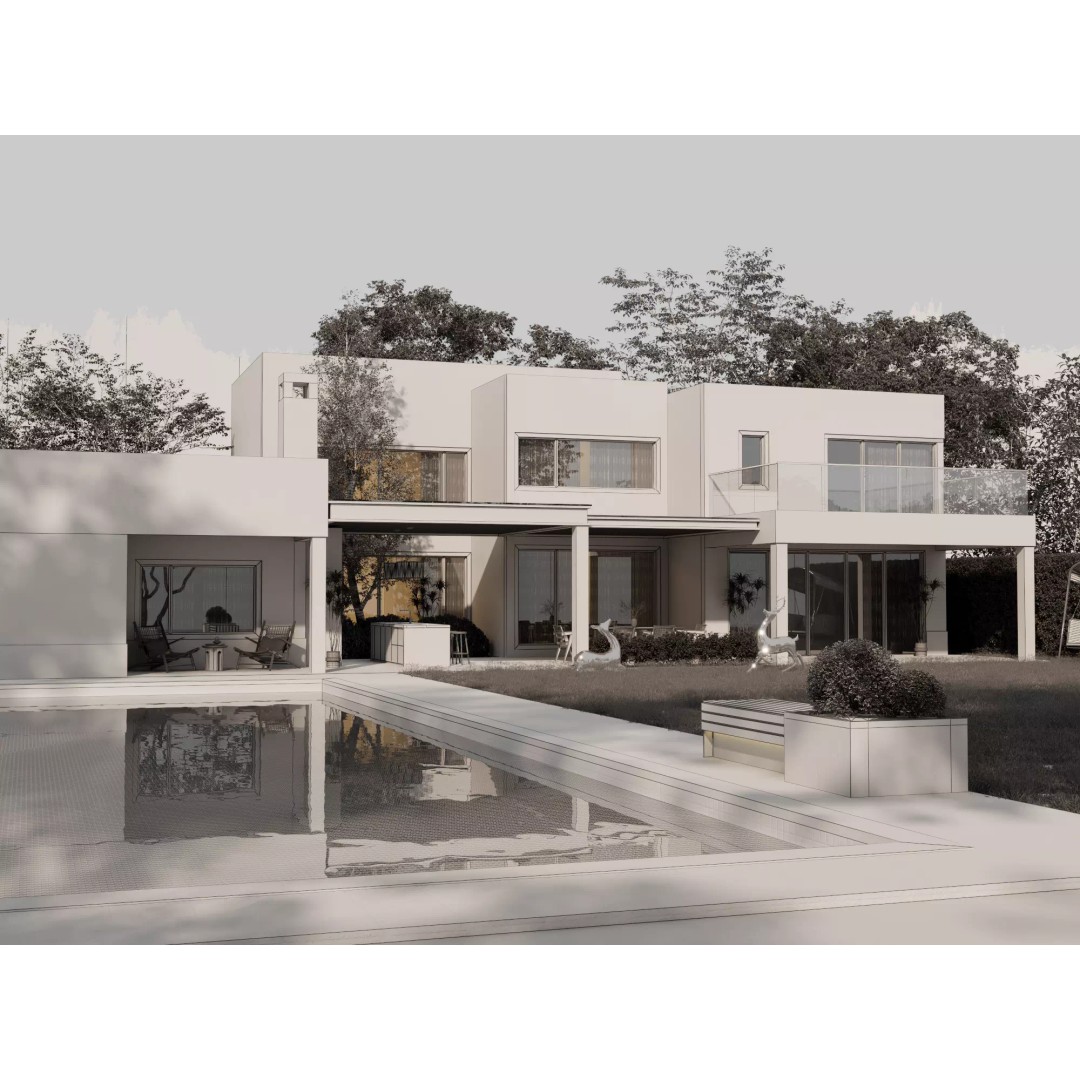 Modern Villa 3D Model – Low Poly Luxury Architecture with Pool - View 15
