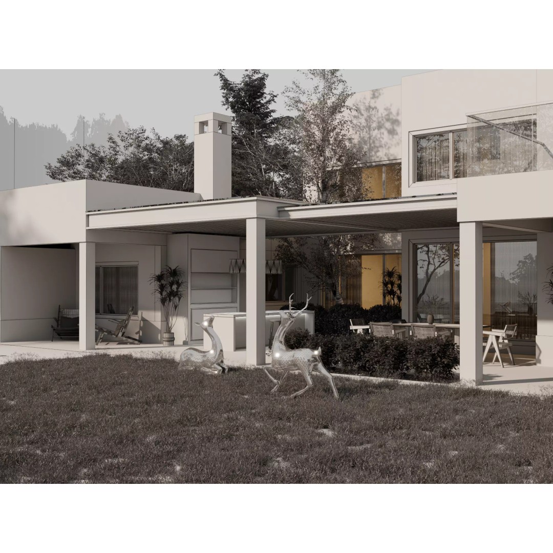 Modern Villa 3D Model – Low Poly Luxury Architecture with Pool - View 17
