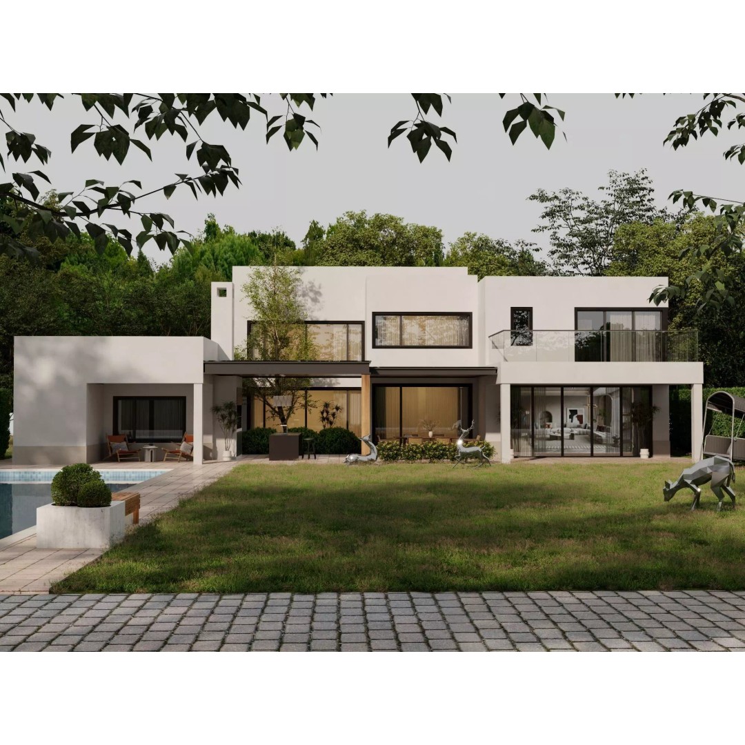 Modern Villa 3D Model – Low Poly Luxury Architecture with Pool - View 2