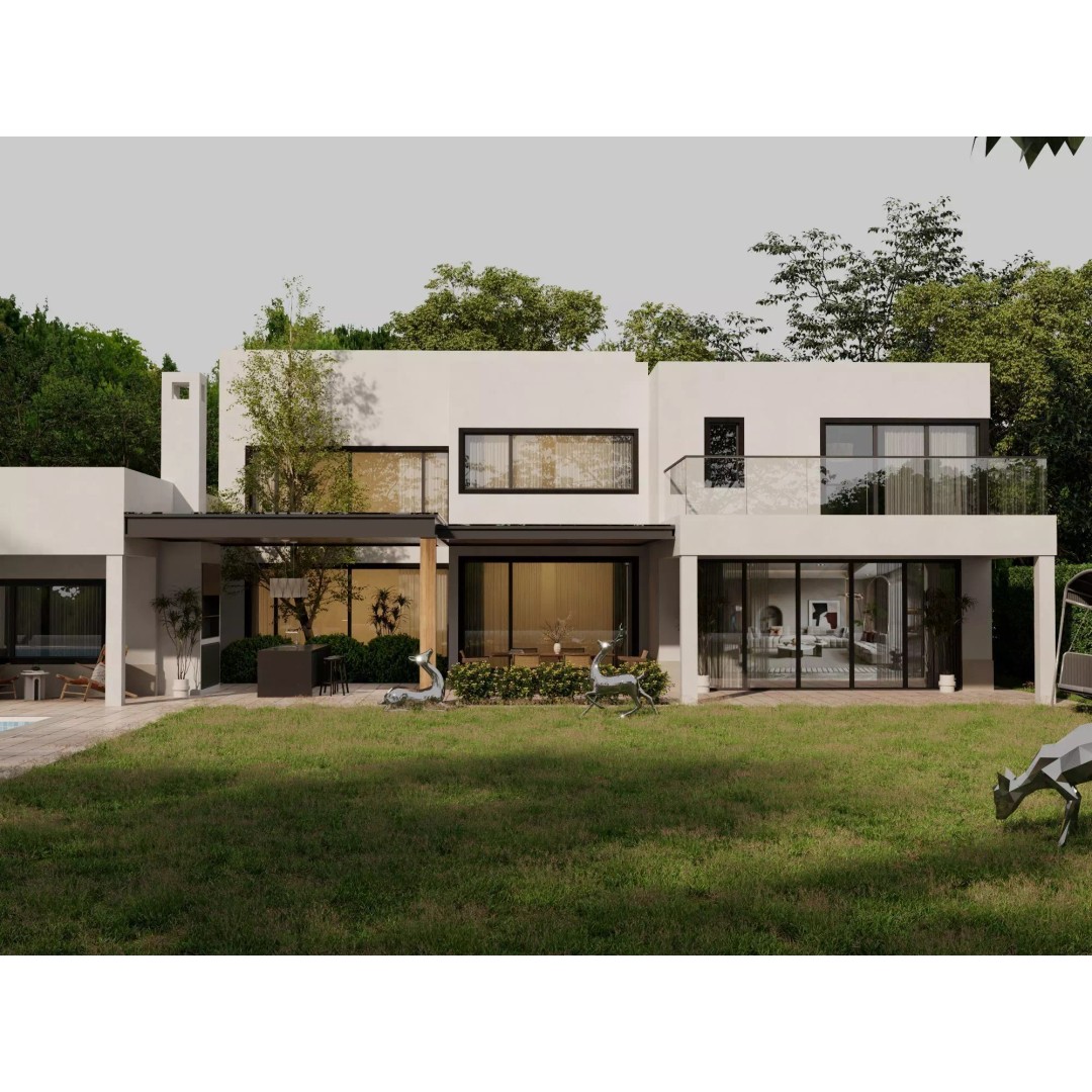 Modern Villa 3D Model – Low Poly Luxury Architecture with Pool - View 3