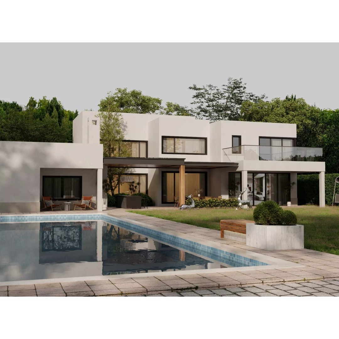 Modern Villa 3D Model – Low Poly Luxury Architecture with Pool - View 5