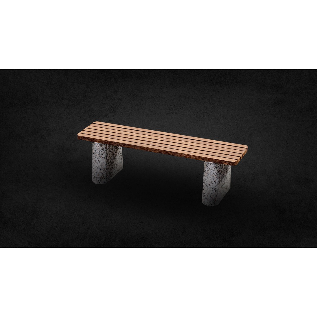 Street Bench 3D Model – Low Poly Game Asset, UV Unwrapped, FBX - View 11