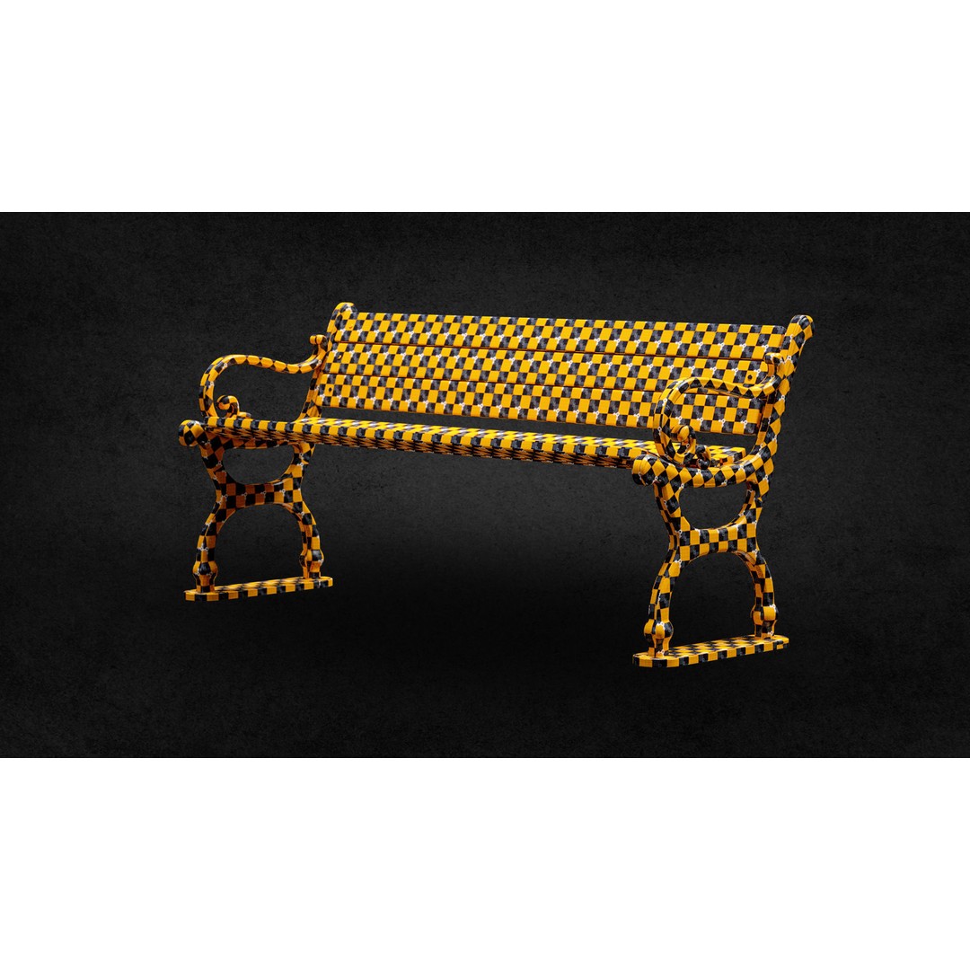 Street Bench 3D Model – Low Poly Game Asset, UV Unwrapped, FBX - View 13