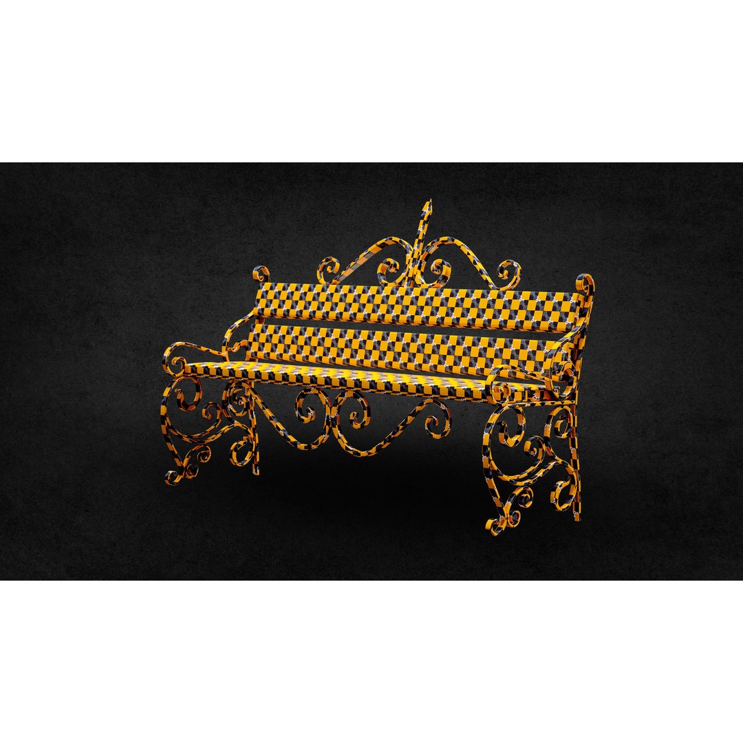 Street Bench 3D Model – Low Poly Game Asset, UV Unwrapped, FBX - View 14