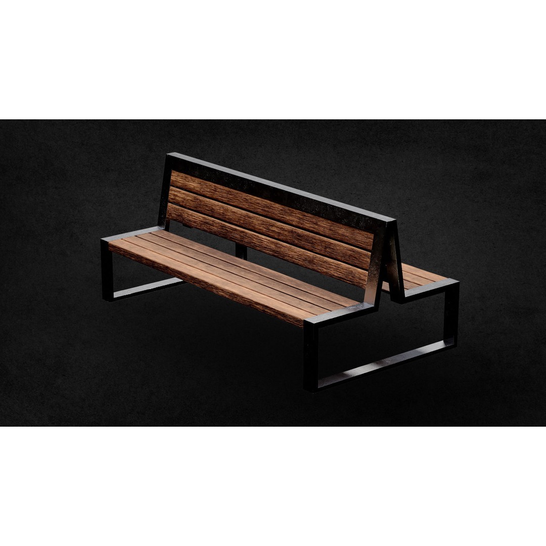 Street Bench 3D Model – Low Poly Game Asset, UV Unwrapped, FBX - View 5