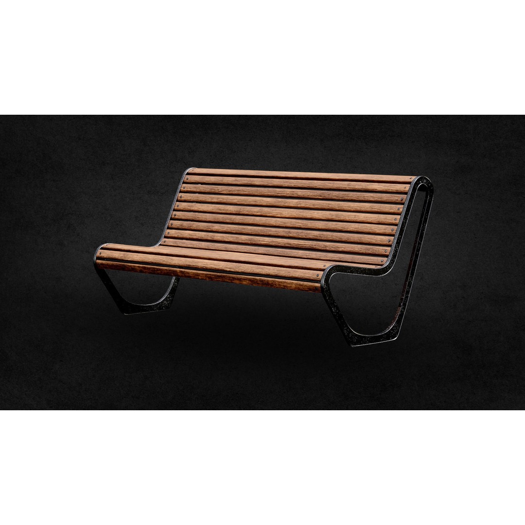 Street Bench 3D Model – Low Poly Game Asset, UV Unwrapped, FBX - View 6