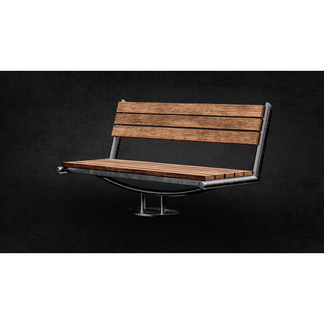 Street Bench 3D Model – Low Poly Game Asset, UV Unwrapped, FBX - View 8