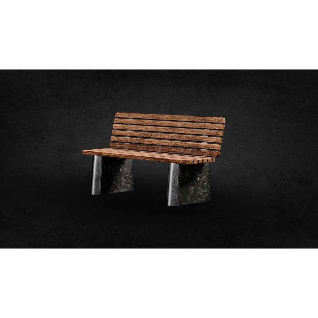 Street Bench 3D Model – Low Poly Game Asset, UV Unwrapped, FBX - View 9