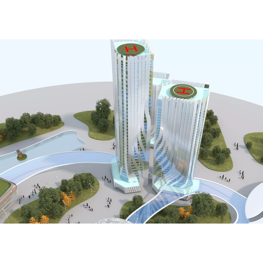Future City 3D Model – Low-Poly Cityscape for Games, FBX, OBJ - View 12