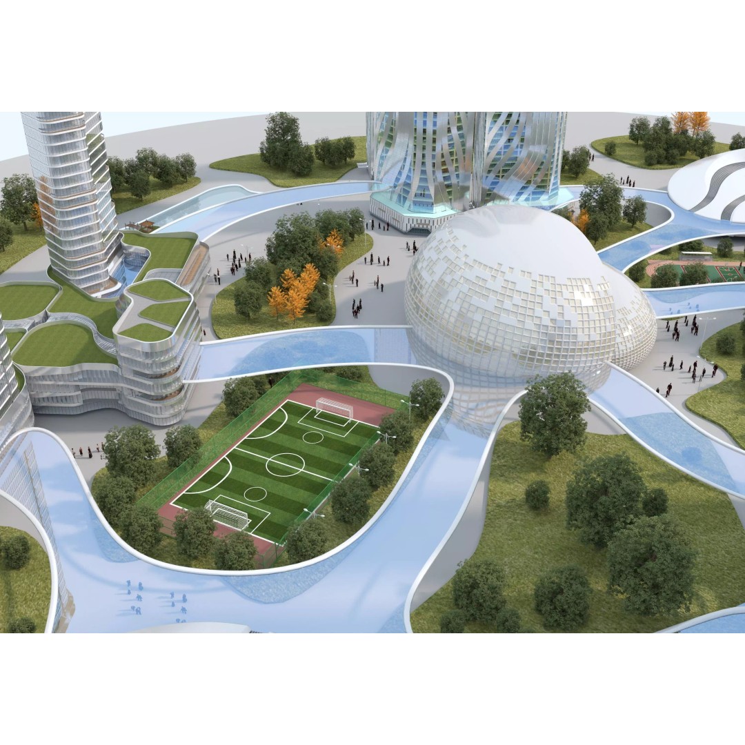 Future City 3D Model – Low-Poly Cityscape for Games, FBX, OBJ - View 13