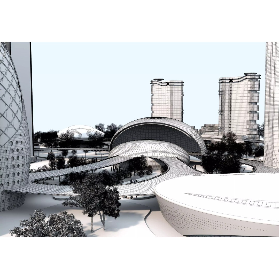 Future City 3D Model – Low-Poly Cityscape for Games, FBX, OBJ - View 15