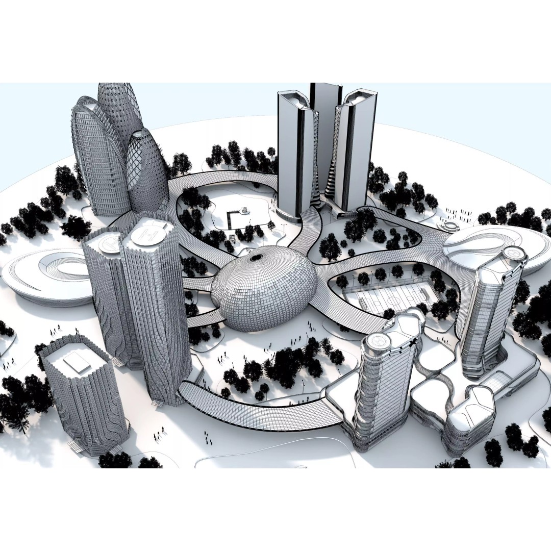 Future City 3D Model – Low-Poly Cityscape for Games, FBX, OBJ - View 18