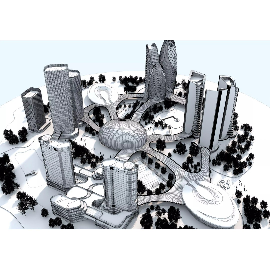 Future City 3D Model – Low-Poly Cityscape for Games, FBX, OBJ - View 19