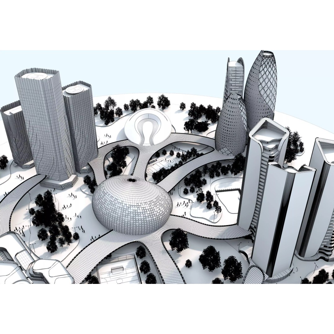 Future City 3D Model – Low-Poly Cityscape for Games, FBX, OBJ - View 21