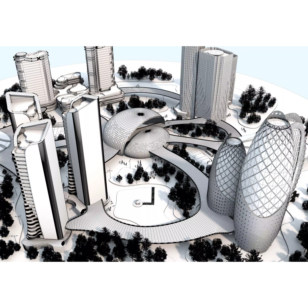 Future City 3D Model – Low-Poly Cityscape for Games, FBX, OBJ - View 23