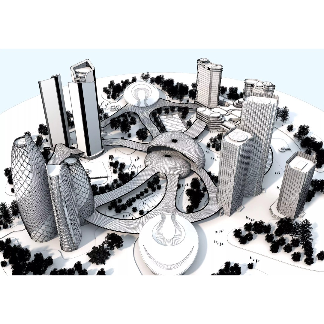 Future City 3D Model – Low-Poly Cityscape for Games, FBX, OBJ - View 24