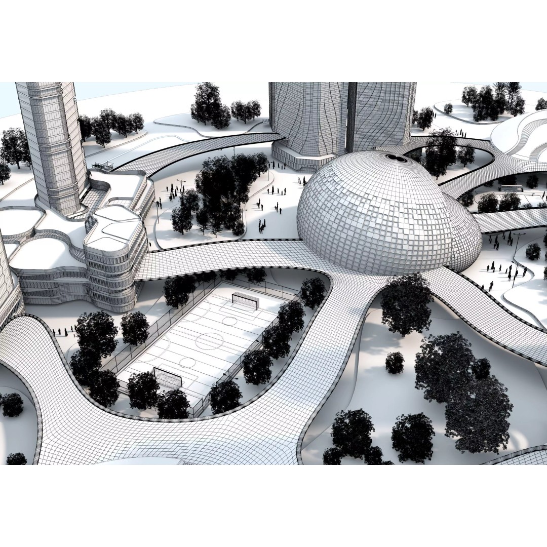 Future City 3D Model – Low-Poly Cityscape for Games, FBX, OBJ - View 25