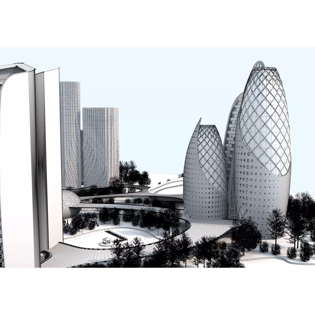 Future City 3D Model – Low-Poly Cityscape for Games, FBX, OBJ - View 26
